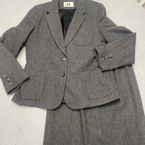 Gray Jacket and Skirt Suit